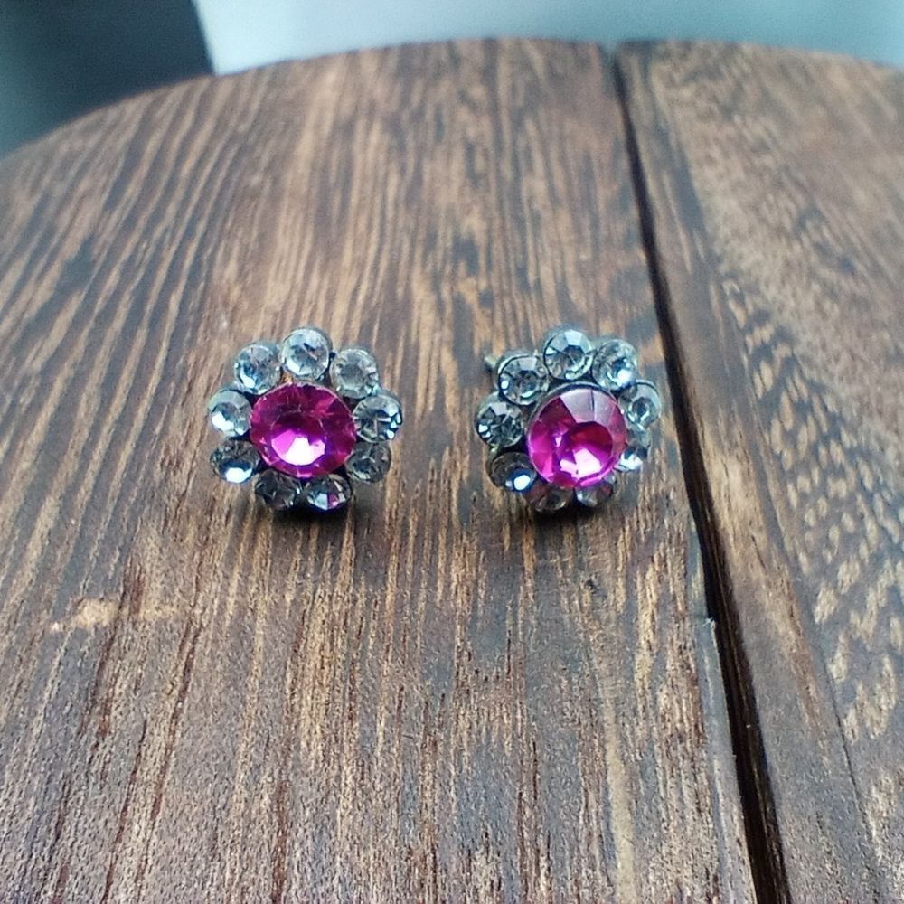 Sparkle pink rhinestone earrings E241